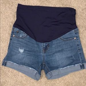 Maternity PinkBlush jean shorts